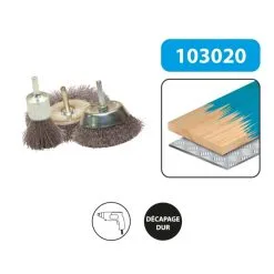 Leman - Lot De 3 Brosses Pinceau / Circulaire / Conique En Fil Acier Ondulé
