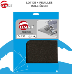 LEMAN - 4 FEUILLES TOILE EMERI 230X280 GR 40/60/100/150