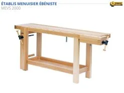 ETABLIS FRANCOIS - MEVS Établi Menuisier Ébéniste Avec Presse Avant Verticale VE24 (1500, 2000, 2200, 2500 Mm)