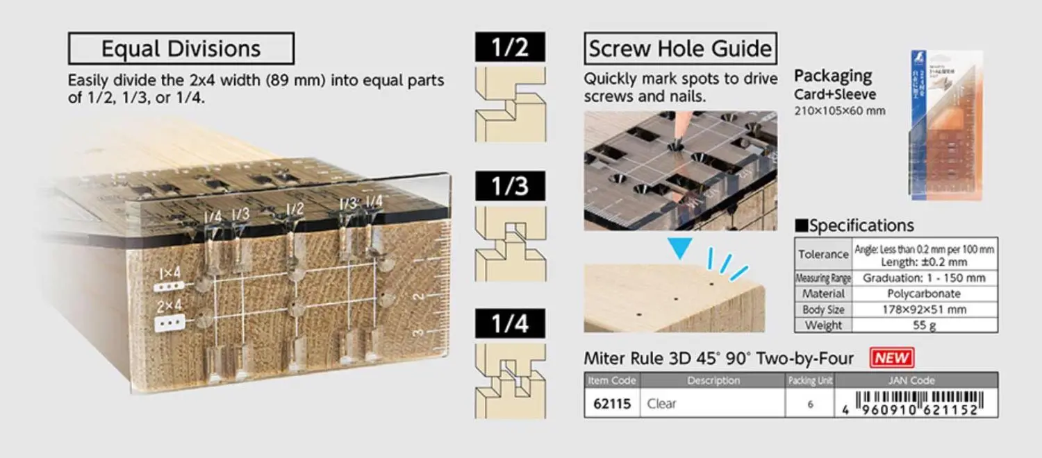 SHINWA - Equerre Transparente 3D Avec Angles à 45° Et 90° – Image 3